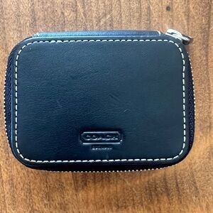 Coach Black Leather Zip Pill Box